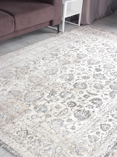 Турецкий прямоугольный ковёр 8504A S.WHITE / P.VIZON