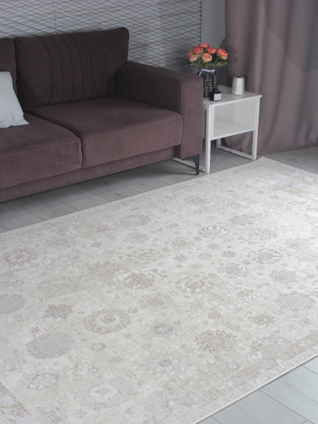Турецкий прямоугольный ковёр 9312A S.WHITE / P.LILAC