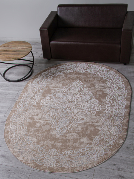 Российский овальный ковёр F481 BEIGE