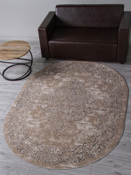 Российский овальный ковёр F481 BEIGE