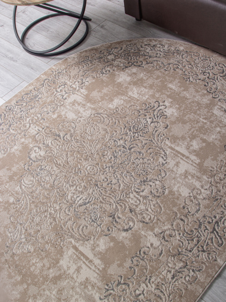 Российский овальный ковёр F481 BEIGE