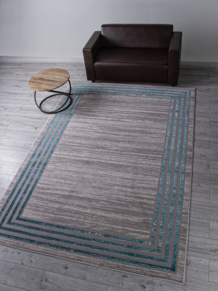 Российский прямоугольный ковёр F513 GRAY-BLUE