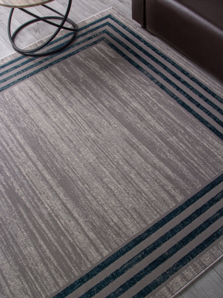 Российский прямоугольный ковёр F513 GRAY-BLUE
