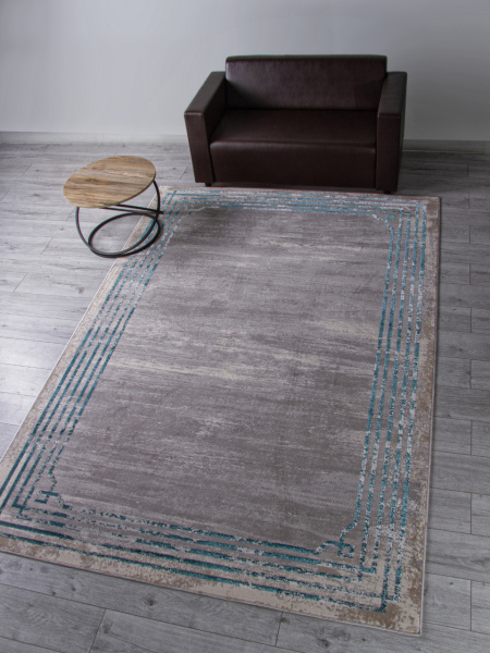 Российский прямоугольный ковёр F514 GRAY-BLUE