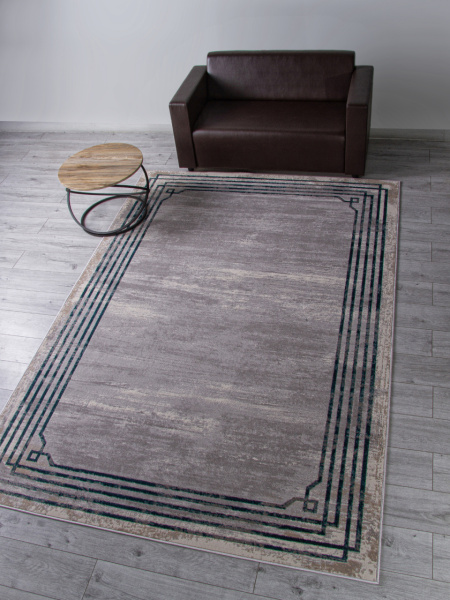 Российский прямоугольный ковёр F514 GRAY-BLUE