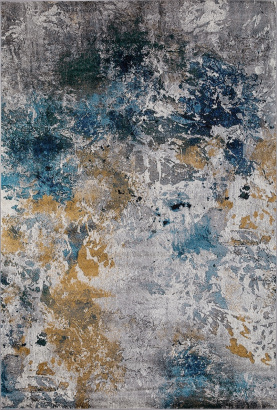 Российский прямоугольный ковёр D822 GRAY-BLUE