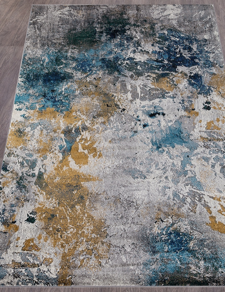 Российский прямоугольный ковёр D822 GRAY-BLUE