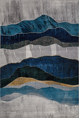 Российский прямоугольный ковёр D826 GRAY-BLUE