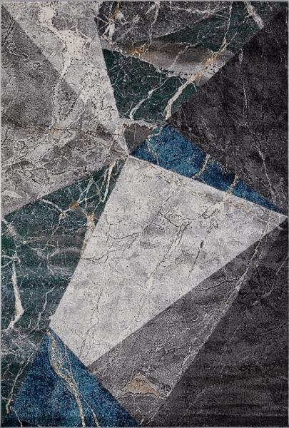 Российский прямоугольный ковёр D829 GRAY-BLUE