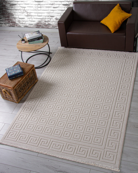 Турецкий прямоугольный ковёр L0009A BEIGE / BEIGE