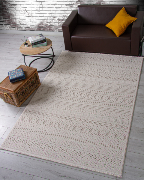 Турецкий прямоугольный ковёр L0014B BEIGE / D.BEIGE