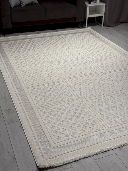 Турецкий прямоугольный ковёр L0035A CREAM / CREAM