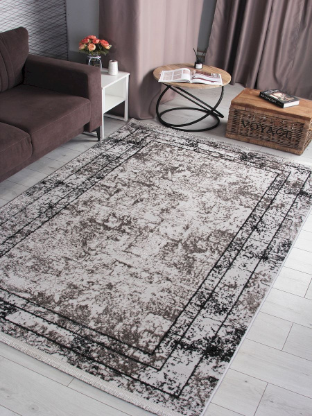 Турецкий прямоугольный ковёр 8070G GREY / GREY