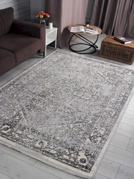 Турецкий прямоугольный ковёр 8083G GREY / GREY