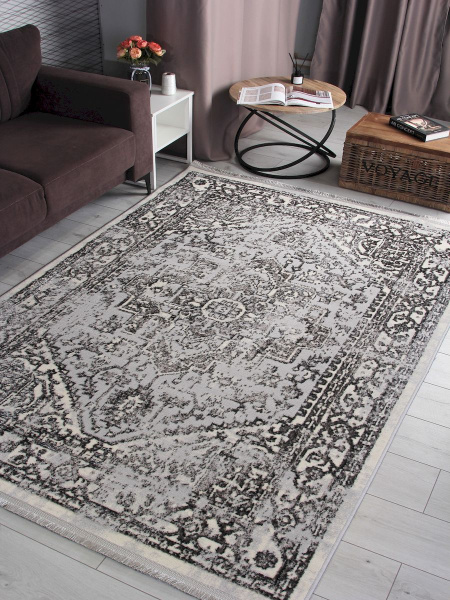 Турецкий прямоугольный ковёр 8083G GREY / GREY