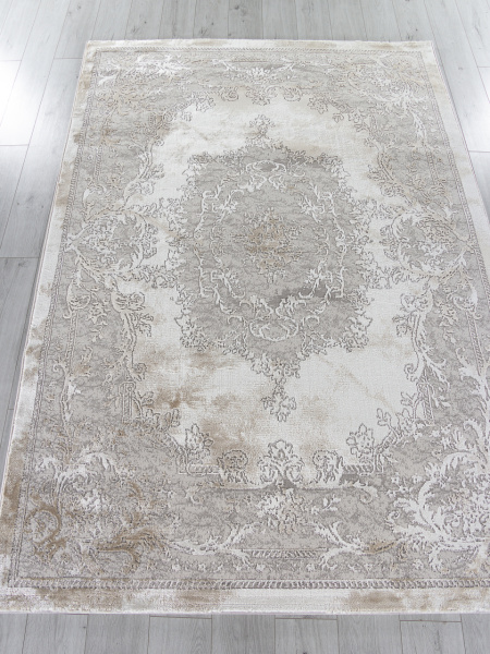 Турецкий прямоугольный ковёр P0047 WHITE / L.BEIGE