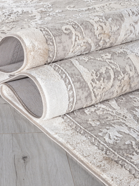 Турецкий прямоугольный ковёр P0047 WHITE / L.BEIGE