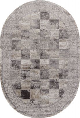 Турецкий овальный ковёр P0411 L.GRAY / PLY A.GRI COKME
