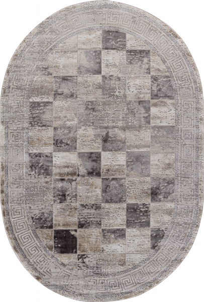 Турецкий овальный ковёр P0411 L.GRAY / PLY A.GRI COKME
