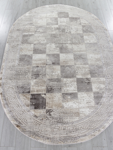 Турецкий овальный ковёр P0411 L.GRAY / PLY A.GRI COKME