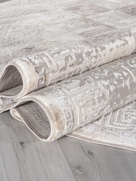 Турецкий овальный ковёр P0411 L.GRAY / PLY A.GRI COKME