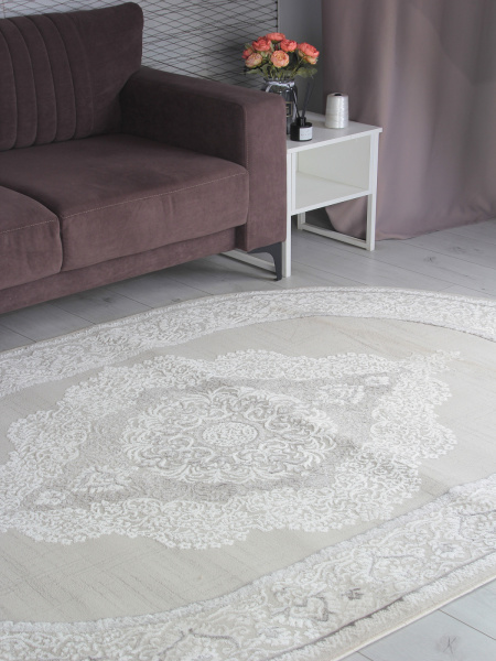 Турецкий овальный ковёр P156A L.GRAY / L.GRAY