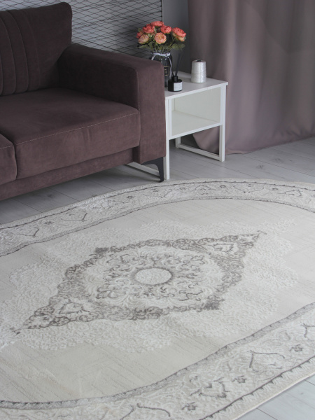 Турецкий овальный ковёр P156A L.GRAY / L.GRAY