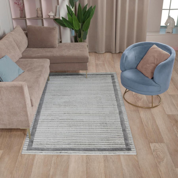 Турецкий прямоугольный ковёр  22115D Ivory/Grey