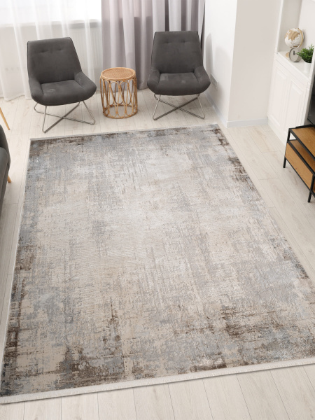 Турецкий прямоугольный ковёр 27399B GRAY / BEIGE