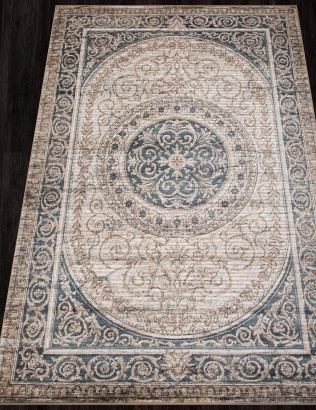 Бельгийский прямоугольный ковёр D593 BEIGE-BLUE