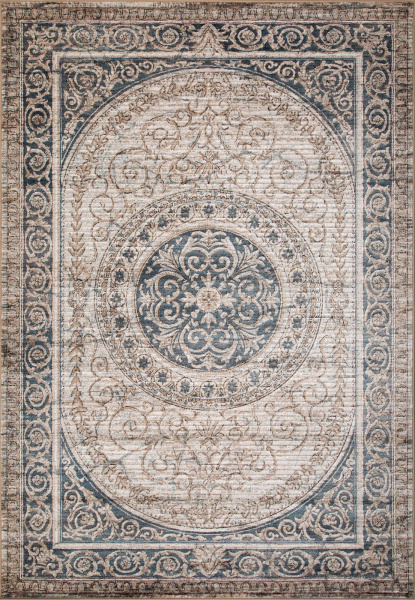 Бельгийский прямоугольный ковёр D593 BEIGE-BLUE