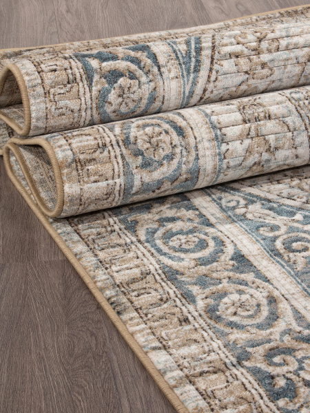 Бельгийский прямоугольный ковёр D593 BEIGE-BLUE