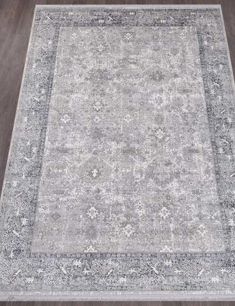 Турецкий прямоугольный ковёр B647A CREAM / ANTHRACITE