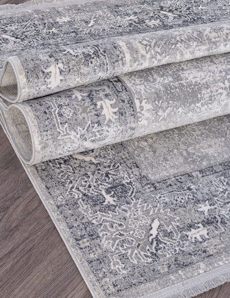 Турецкий прямоугольный ковёр B647A CREAM / ANTHRACITE