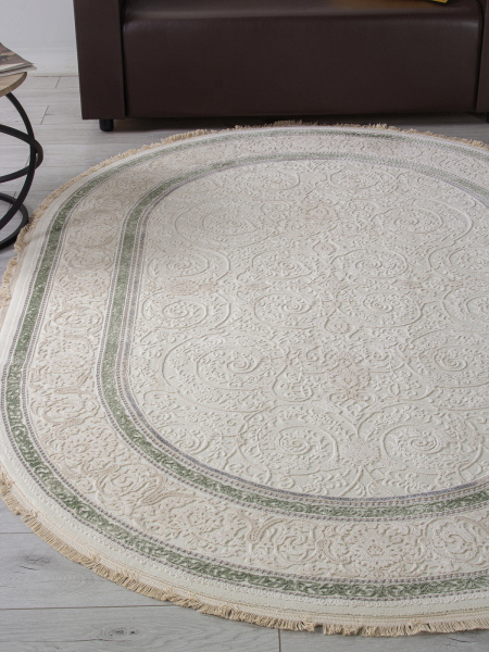Турецкий овальный ковёр 30896U CREAM / CREAM