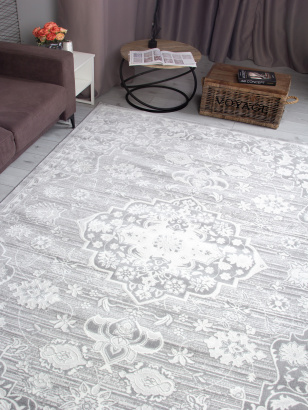 Российский прямоугольный ковёр F702 LIGHT GRAY