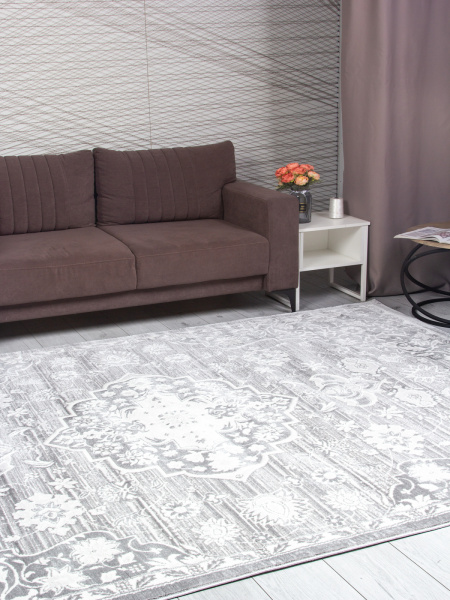 Российский прямоугольный ковёр F702 LIGHT GRAY