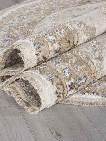 Турецкий овальный ковёр 27226A BEIGE / NAVY