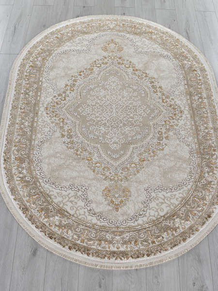 Турецкий овальный ковёр 27226 BEIGE / BEIGE