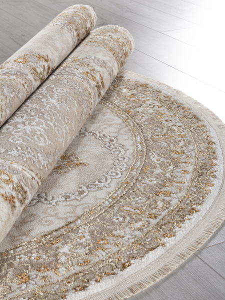 Турецкий овальный ковёр 27226 BEIGE / BEIGE