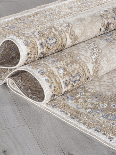 Турецкий прямоугольный ковёр 27226 BEIGE / BLUE