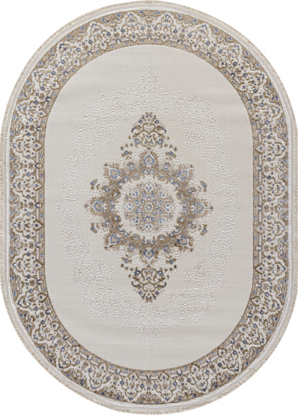 Турецкий овальный ковёр 27236A CREAM / NAVY