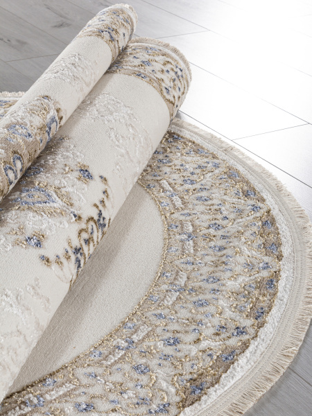 Турецкий овальный ковёр 27236A CREAM / NAVY