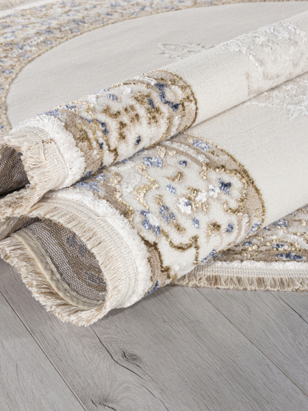 Турецкий овальный ковёр 27236A CREAM / NAVY