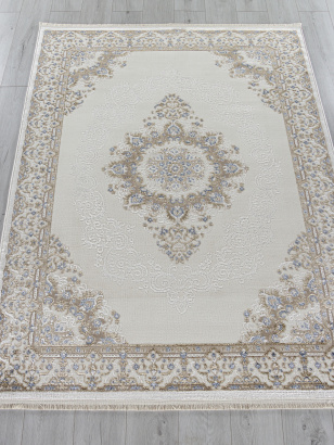 Турецкий прямоугольный ковёр 27236A CREAM / NAVY