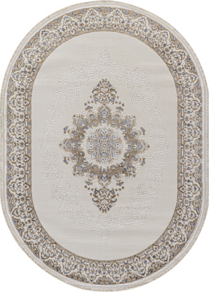 Турецкий овальный ковёр 27236 CREAM / BLUE