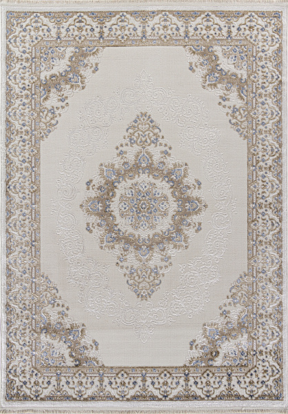 Турецкий прямоугольный ковёр 27236 CREAM / BLUE