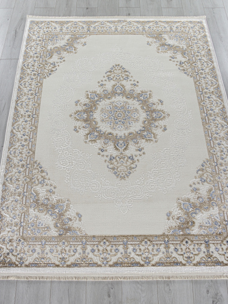 Турецкий прямоугольный ковёр 27236 CREAM / BLUE