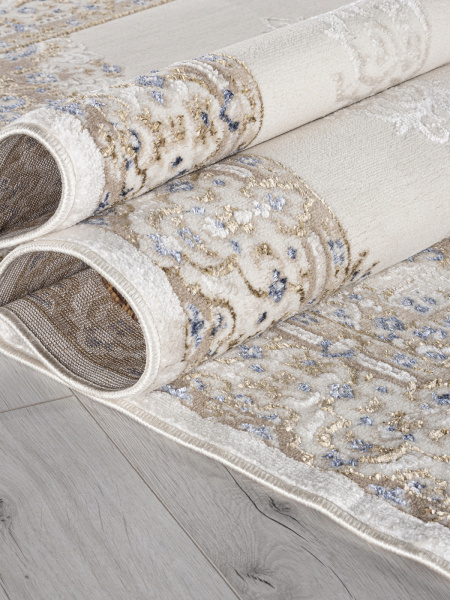 Турецкий прямоугольный ковёр 27236 CREAM / BLUE