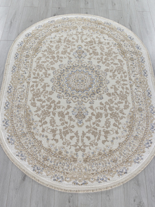 Турецкий овальный ковёр 27239A CREAM / NAVY